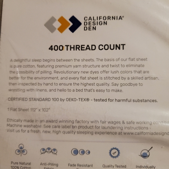 ==^400 thread count King or Queen flat sheet -- slate gray -- new in package - Picture 4 of 11